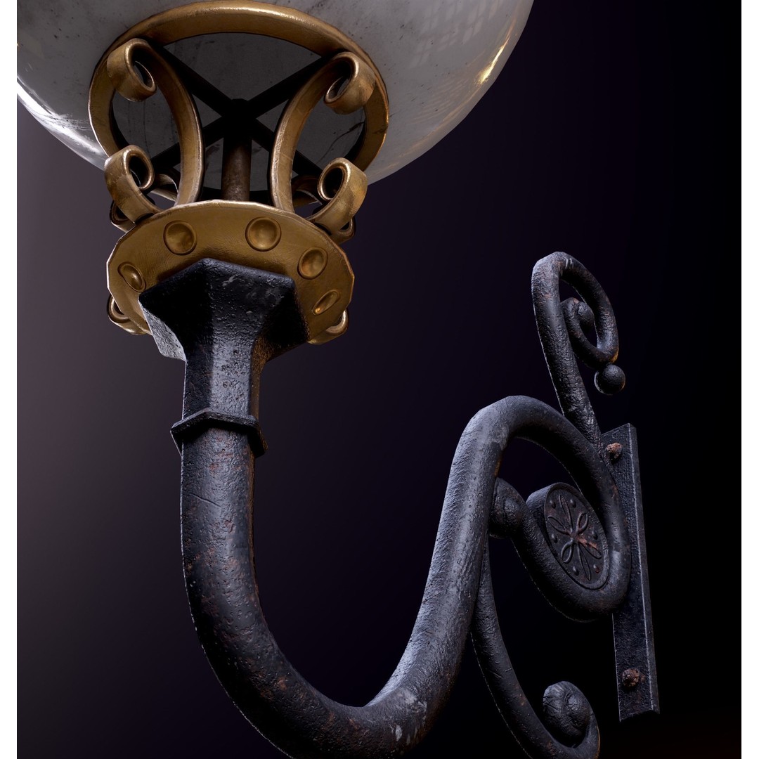 Victorian Street Lantern 3D Model – Low Poly Game Asset, FBX - View 29
