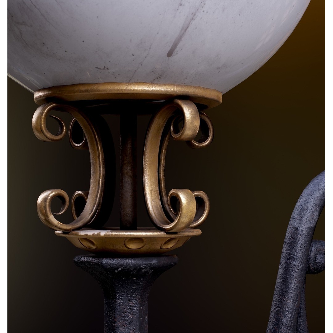 Victorian Street Lantern 3D Model – Low Poly Game Asset, FBX - View 3