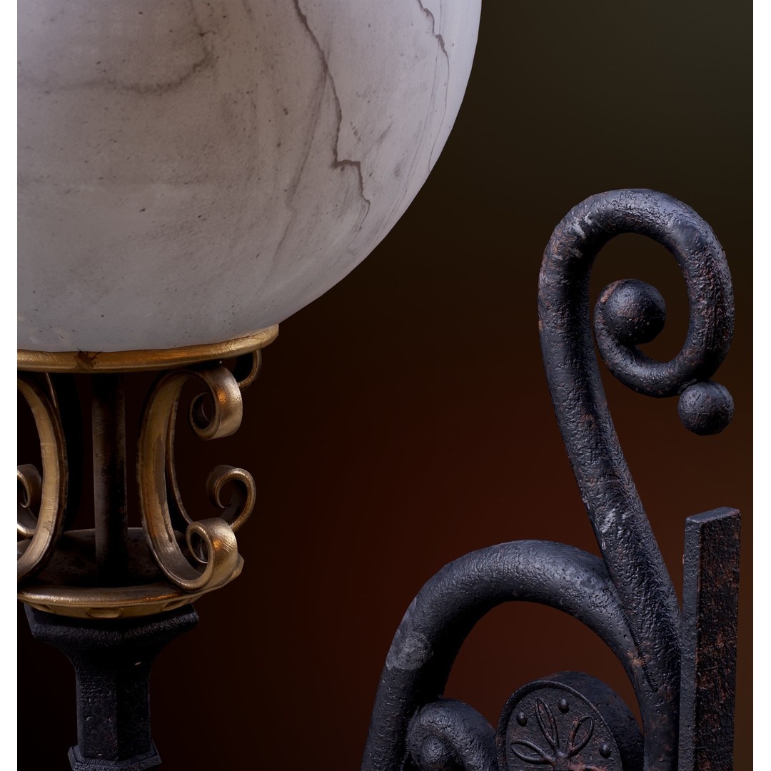 Victorian Street Lantern 3D Model – Low Poly Game Asset, FBX - View 31