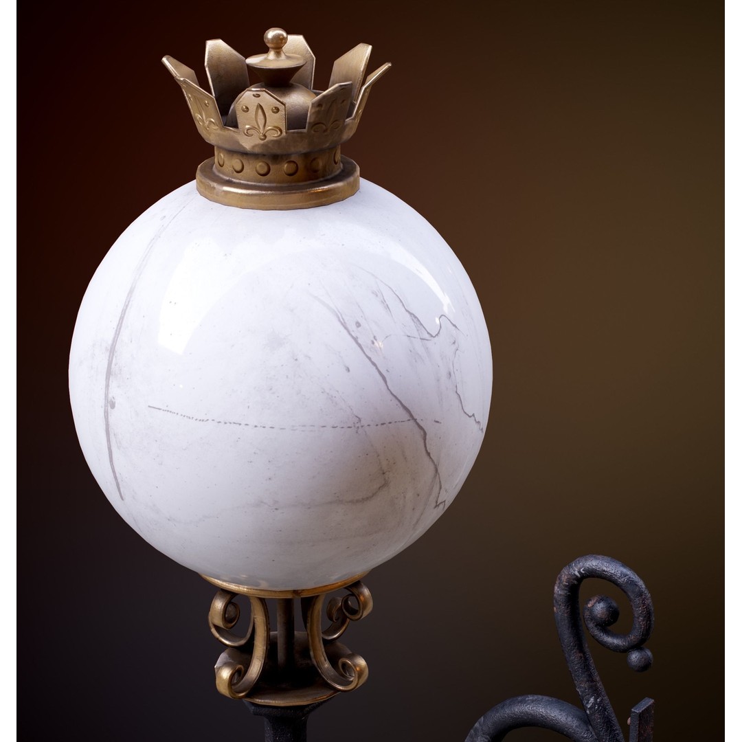 Victorian Street Lantern 3D Model – Low Poly Game Asset, FBX - View 32