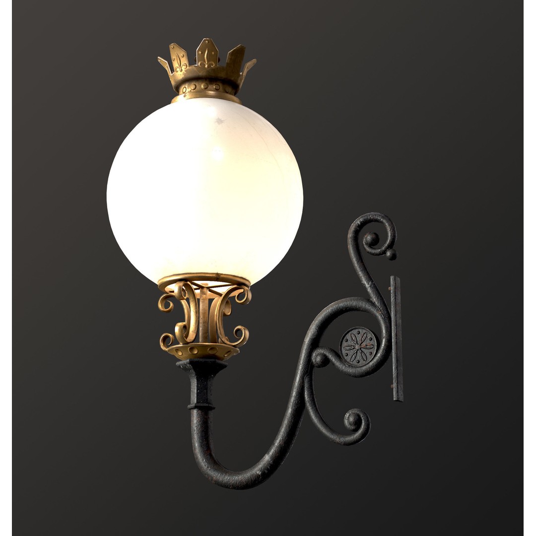 Victorian Street Lantern 3D Model – Low Poly Game Asset, FBX - View 37