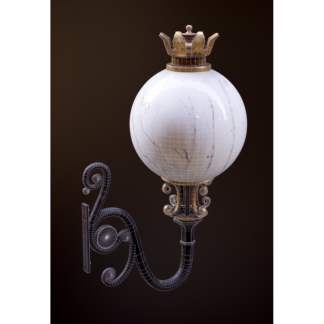 Victorian Street Lantern 3D Model – Low Poly Game Asset, FBX - View 49