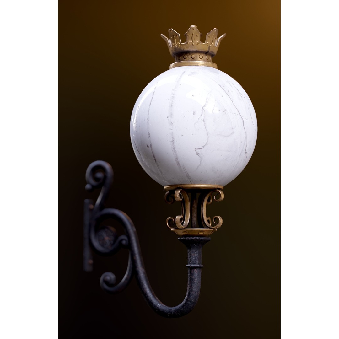Victorian Street Lantern 3D Model – Low Poly Game Asset, FBX - View 5