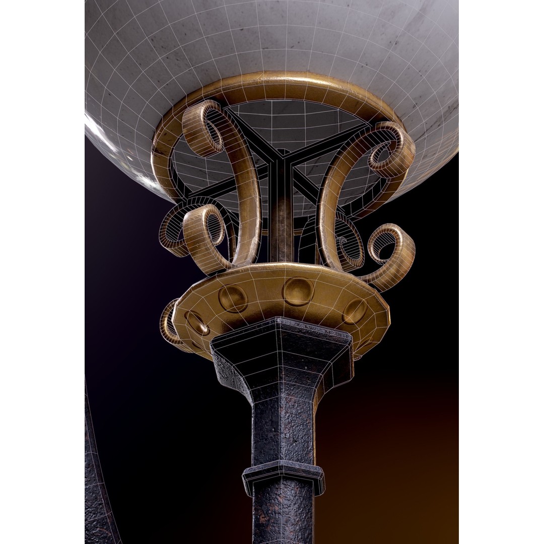 Victorian Street Lantern 3D Model – Low Poly Game Asset, FBX - View 50