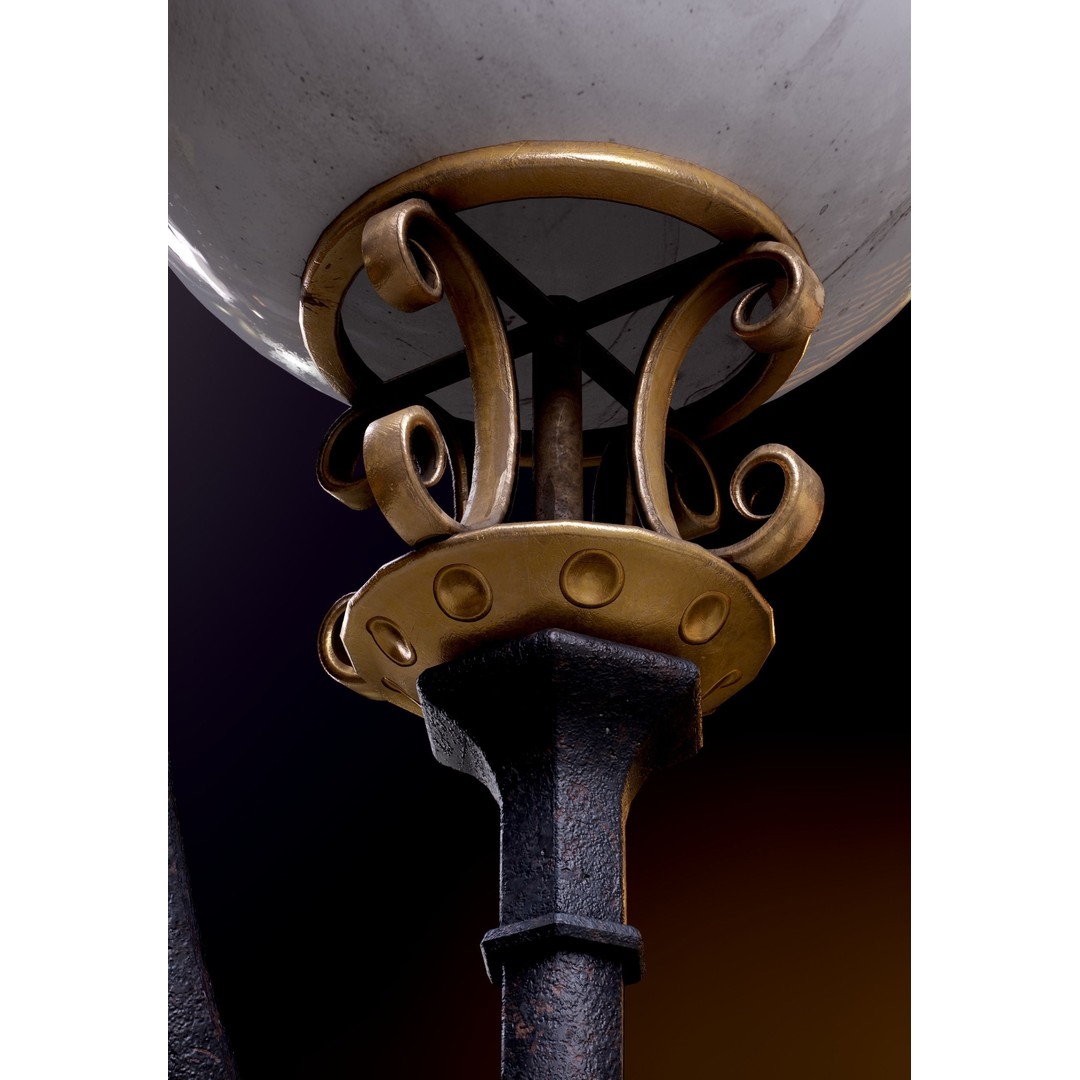 Victorian Street Lantern 3D Model – Low Poly Game Asset, FBX - View 51