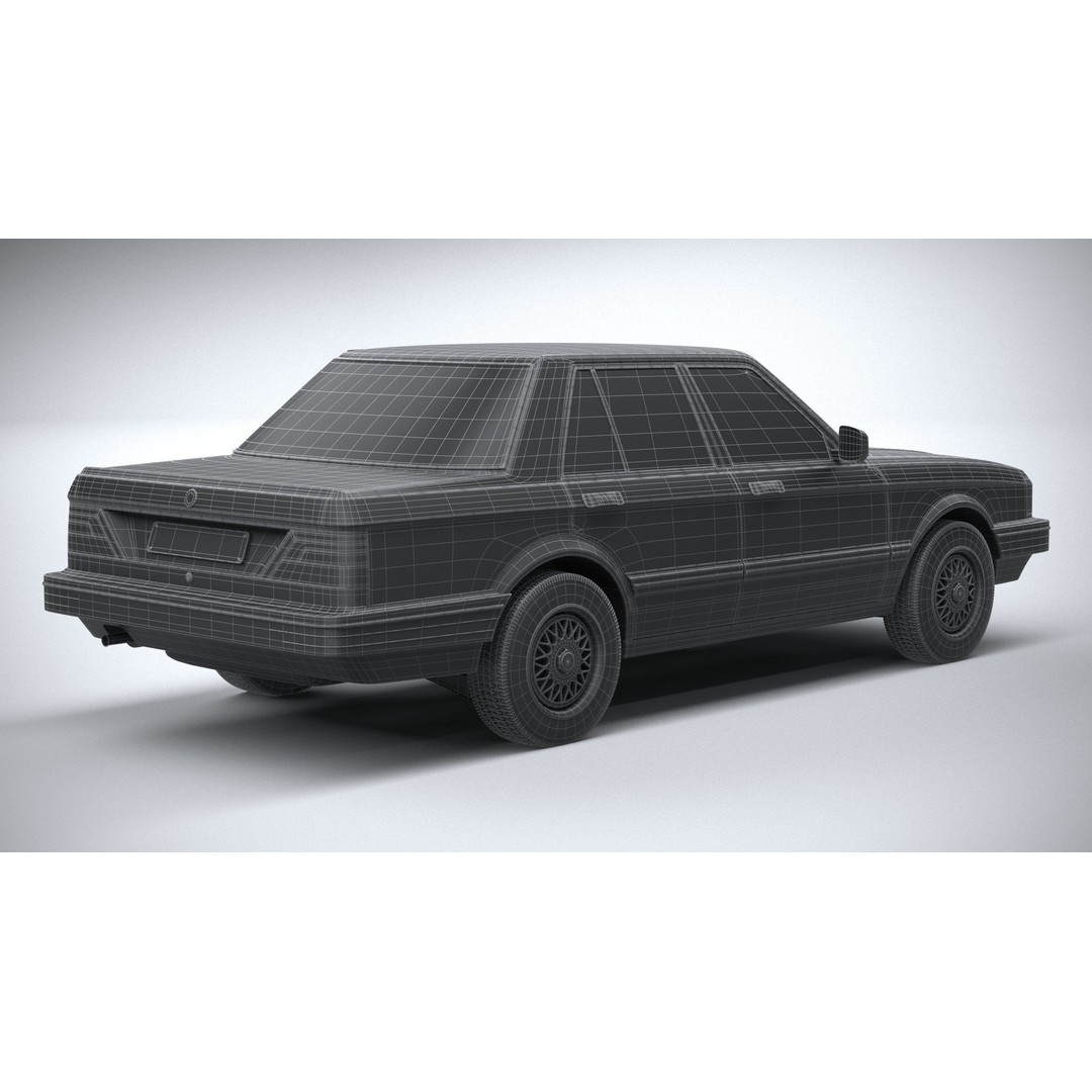1980 Generic Sedan 3D Model – High Poly Car Asset, FBX, OBJ