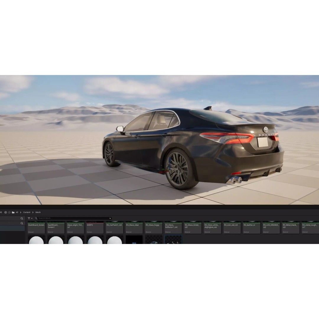 Toyota Camry 3D Model – Rigged Low-Poly Game Asset, FBX, OBJ