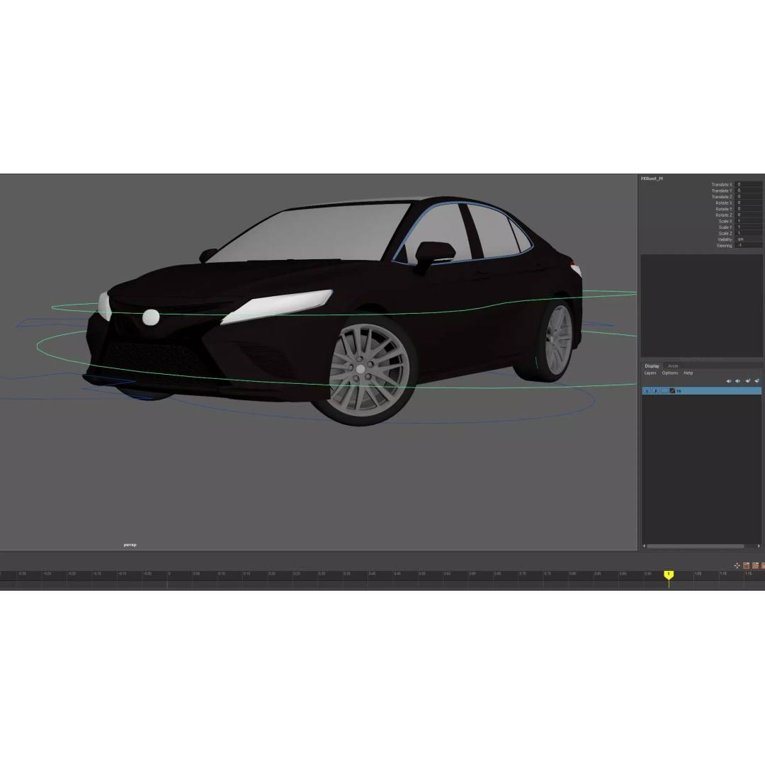 Toyota Camry 3D Model – Rigged Low-Poly Game Asset, FBX, OBJ - View 23
