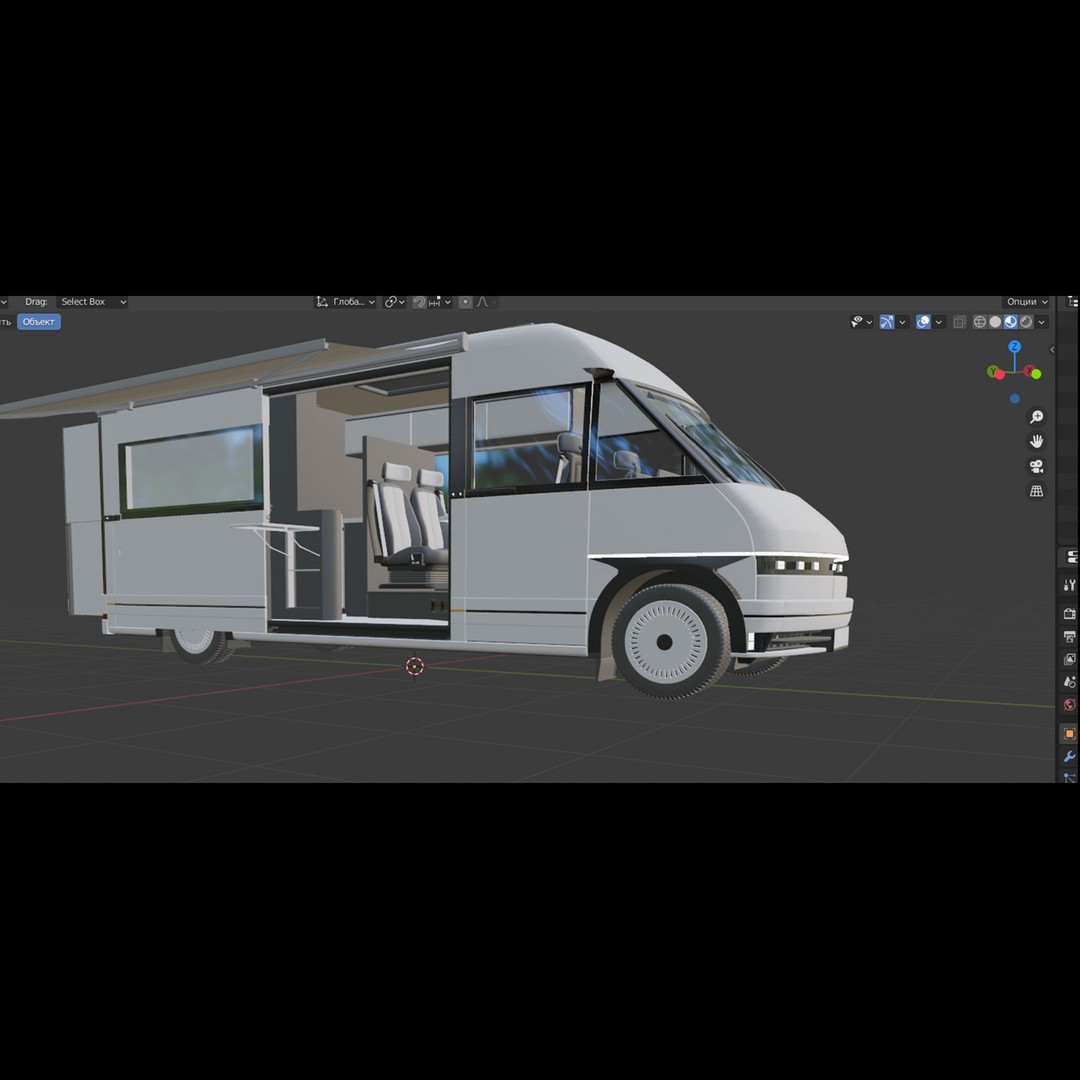 RV Prototype 3D Model – Modern Electric Minibus, FBX, Game Ready