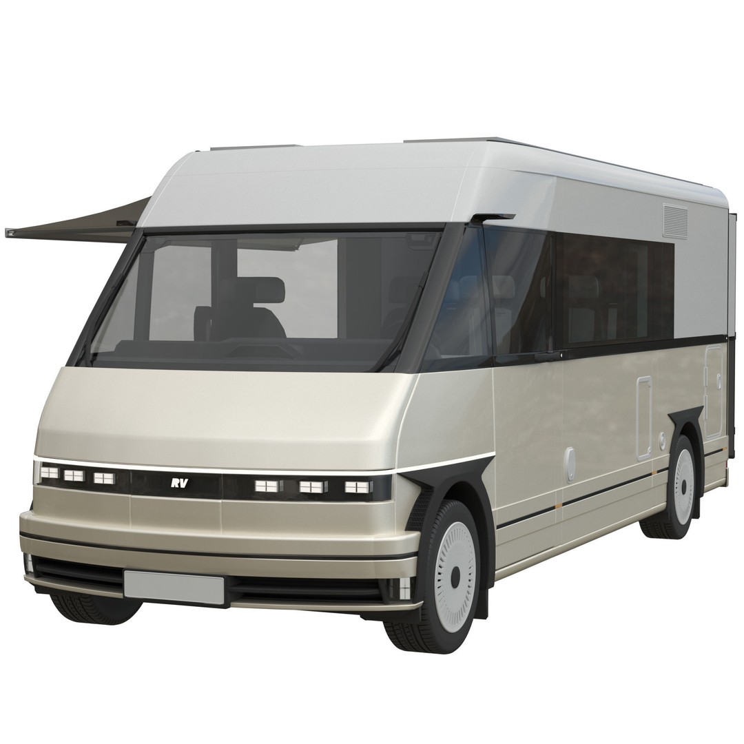 RV Prototype 3D Model – Modern Electric Minibus, FBX, Game Ready - View 3
