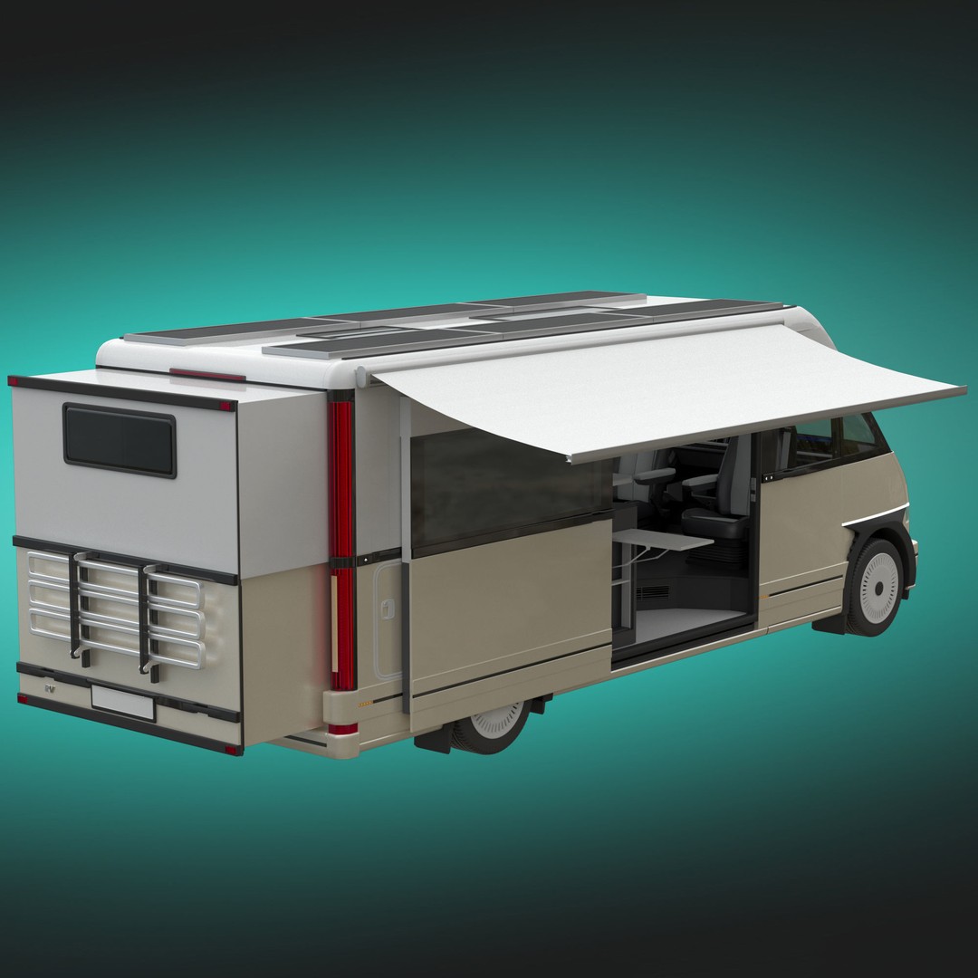 RV Prototype 3D Model – Modern Electric Minibus, FBX, Game Ready - View 6