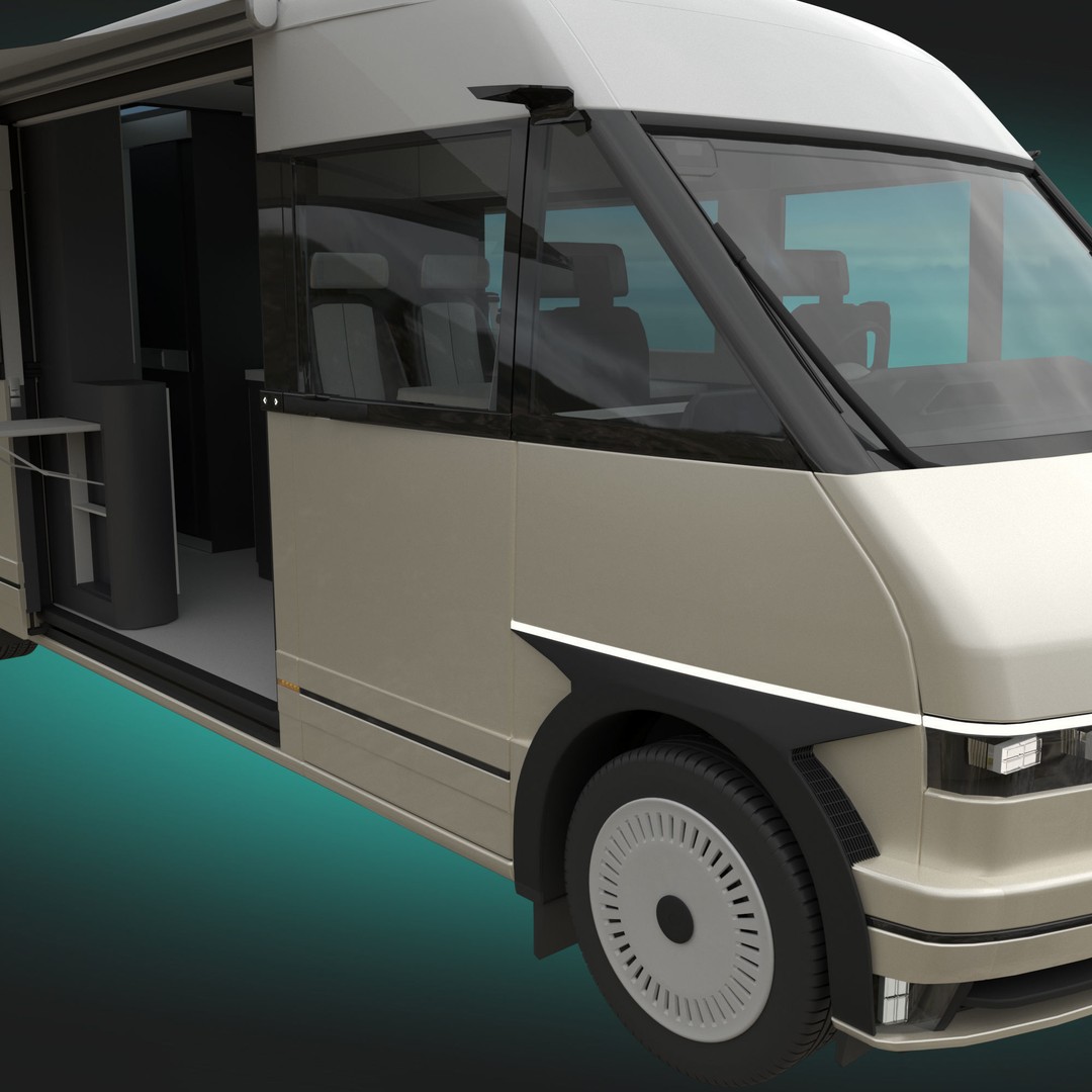 RV Prototype 3D Model – Modern Electric Minibus, FBX, Game Ready - View 7