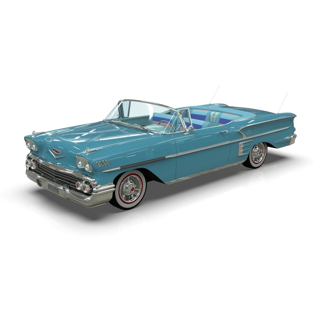 Chevrolet Impala Convertible 1958 3D Model – MidPoly Game Asset, Blender - View 10