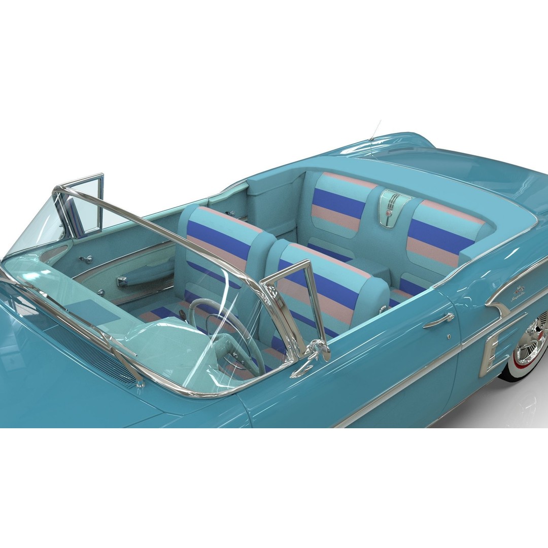Chevrolet Impala Convertible 1958 3D Model – MidPoly Game Asset, Blender - View 12