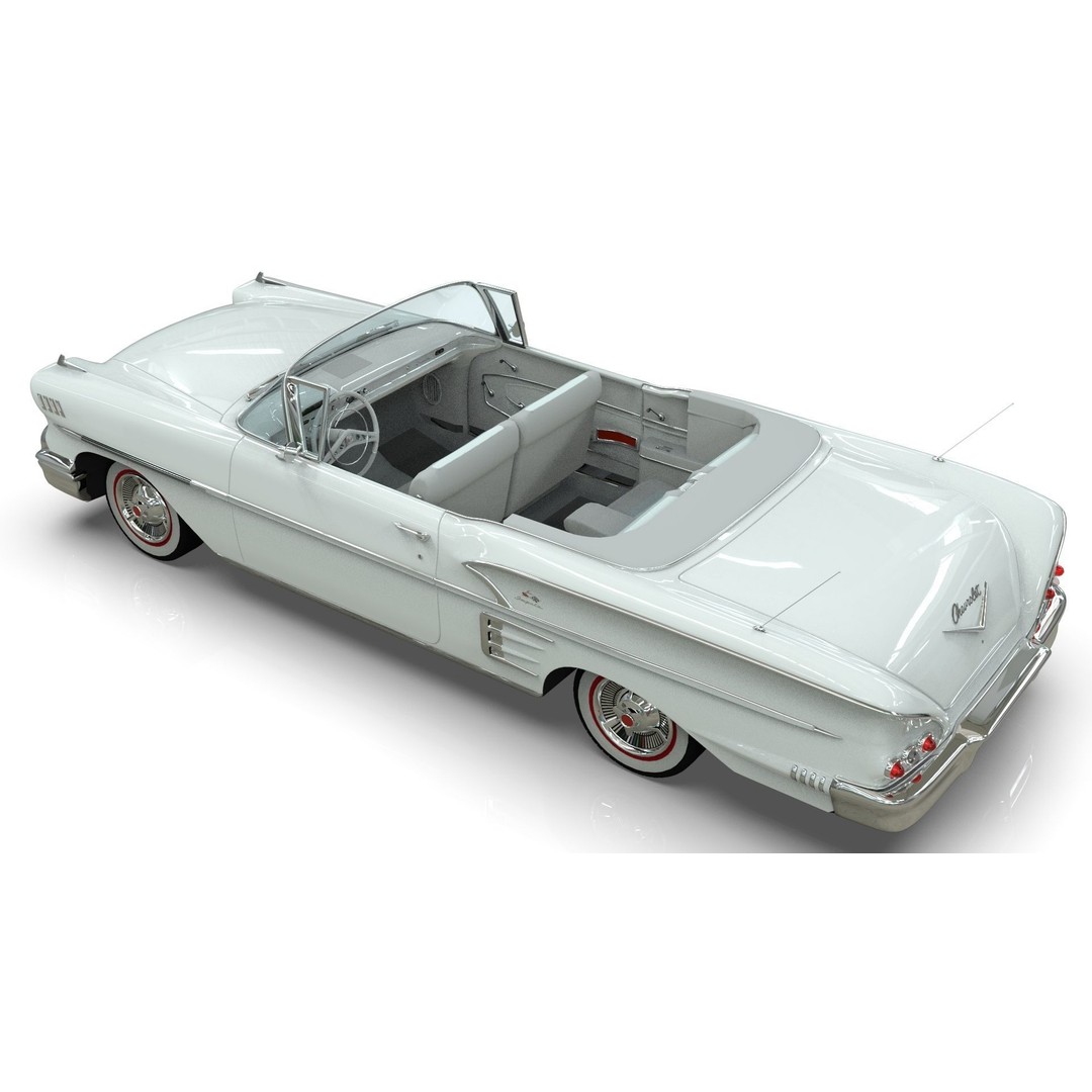 Chevrolet Impala Convertible 1958 3D Model – MidPoly Game Asset, Blender - View 15