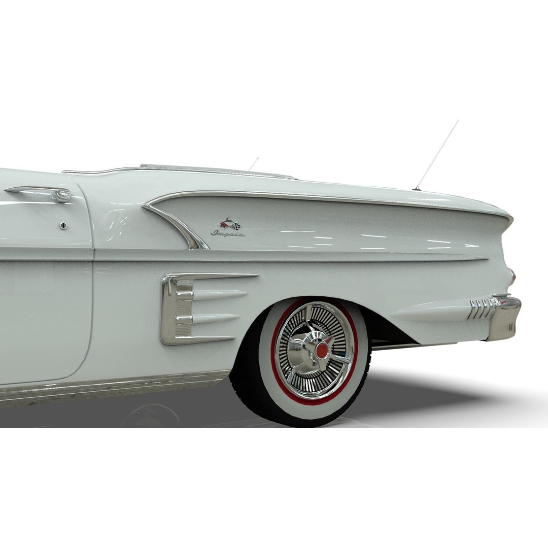 Chevrolet Impala Convertible 1958 3D Model – MidPoly Game Asset, Blender - View 16
