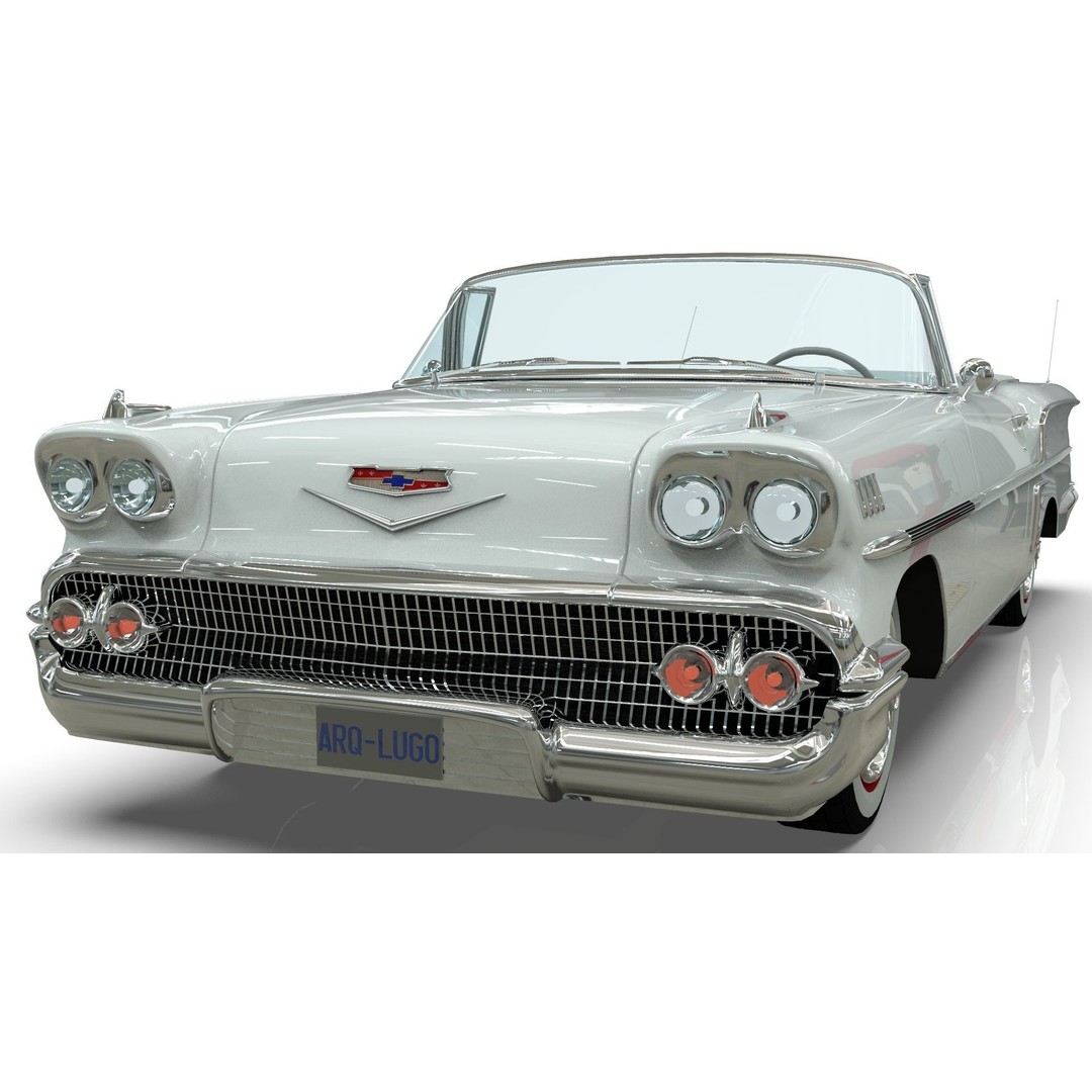 Chevrolet Impala Convertible 1958 3D Model – MidPoly Game Asset, Blender - View 17