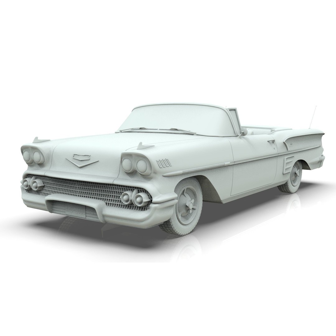 Chevrolet Impala Convertible 1958 3D Model – MidPoly Game Asset, Blender - View 18