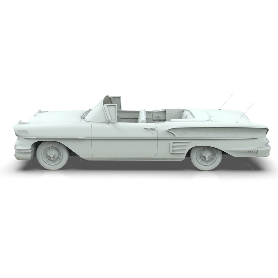 Chevrolet Impala Convertible 1958 3D Model – MidPoly Game Asset, Blender - View 19