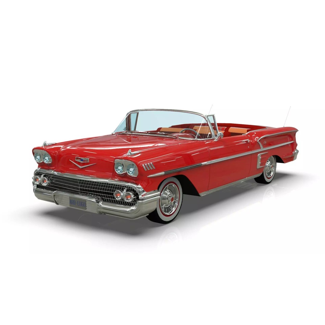 Chevrolet Impala Convertible 1958 3D Model – MidPoly Game Asset, Blender - View 2