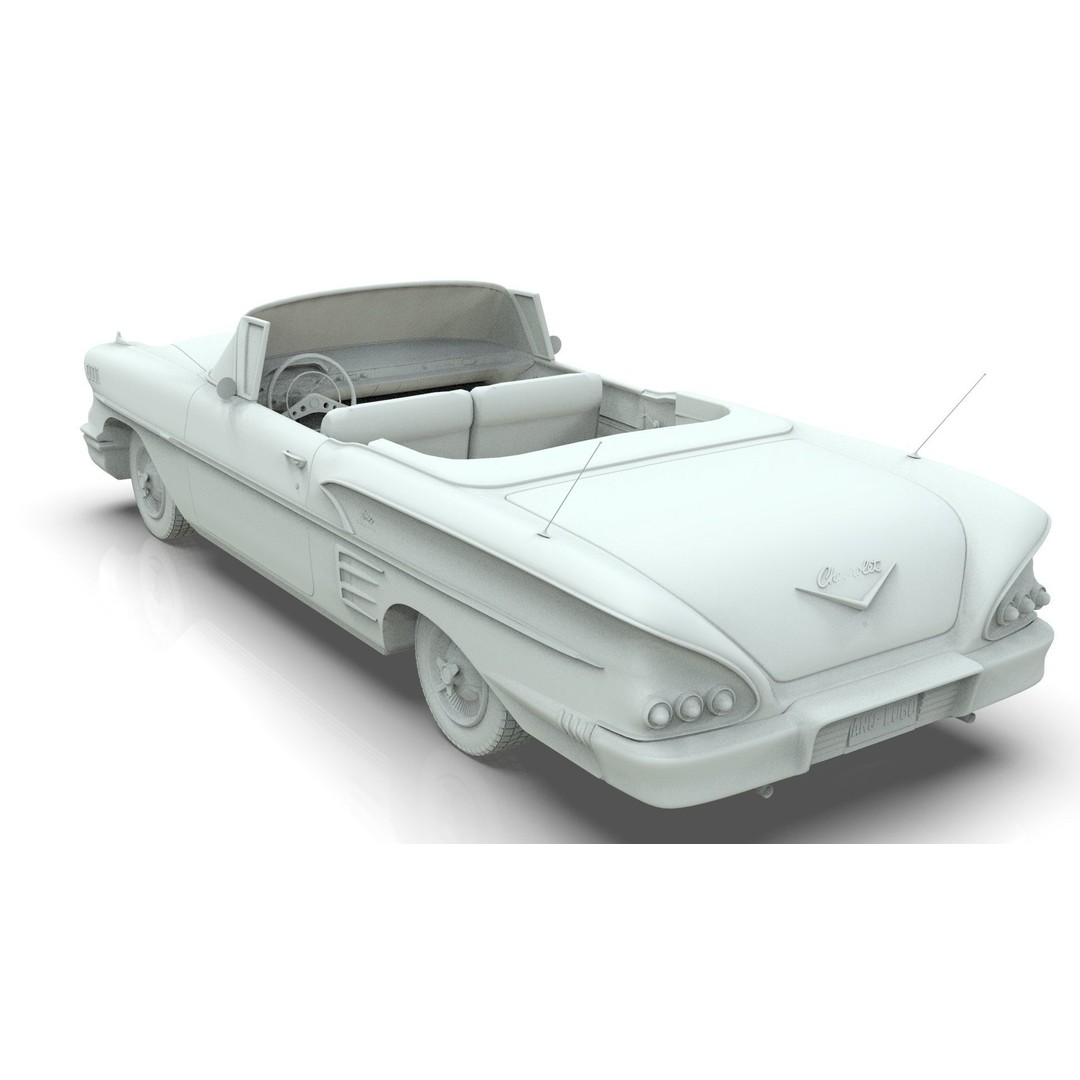 Chevrolet Impala Convertible 1958 3D Model – MidPoly Game Asset, Blender - View 20