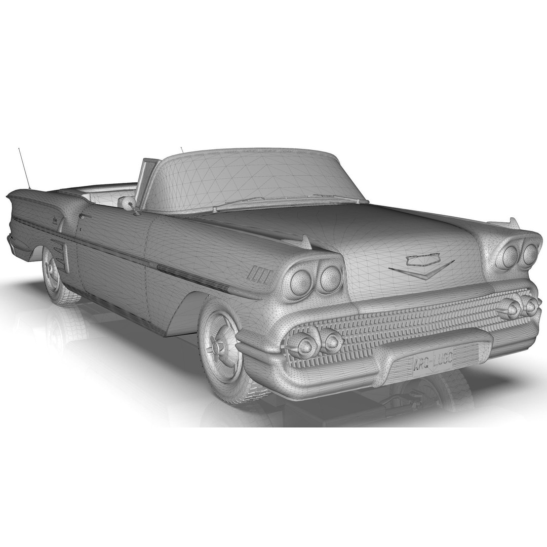 Chevrolet Impala Convertible 1958 3D Model – MidPoly Game Asset, Blender - View 21