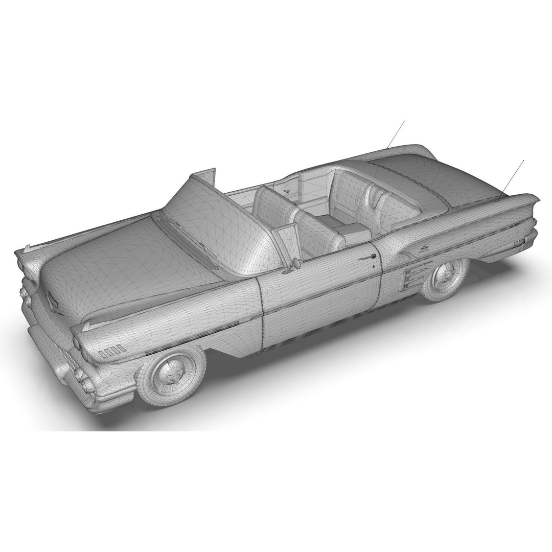 Chevrolet Impala Convertible 1958 3D Model – MidPoly Game Asset, Blender - View 22