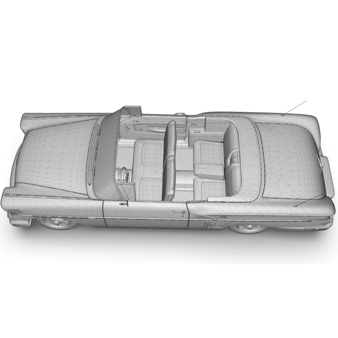 Chevrolet Impala Convertible 1958 3D Model – MidPoly Game Asset, Blender - View 23