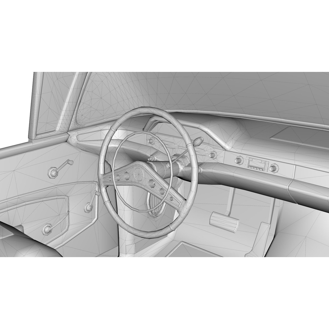 Chevrolet Impala Convertible 1958 3D Model – MidPoly Game Asset, Blender - View 26