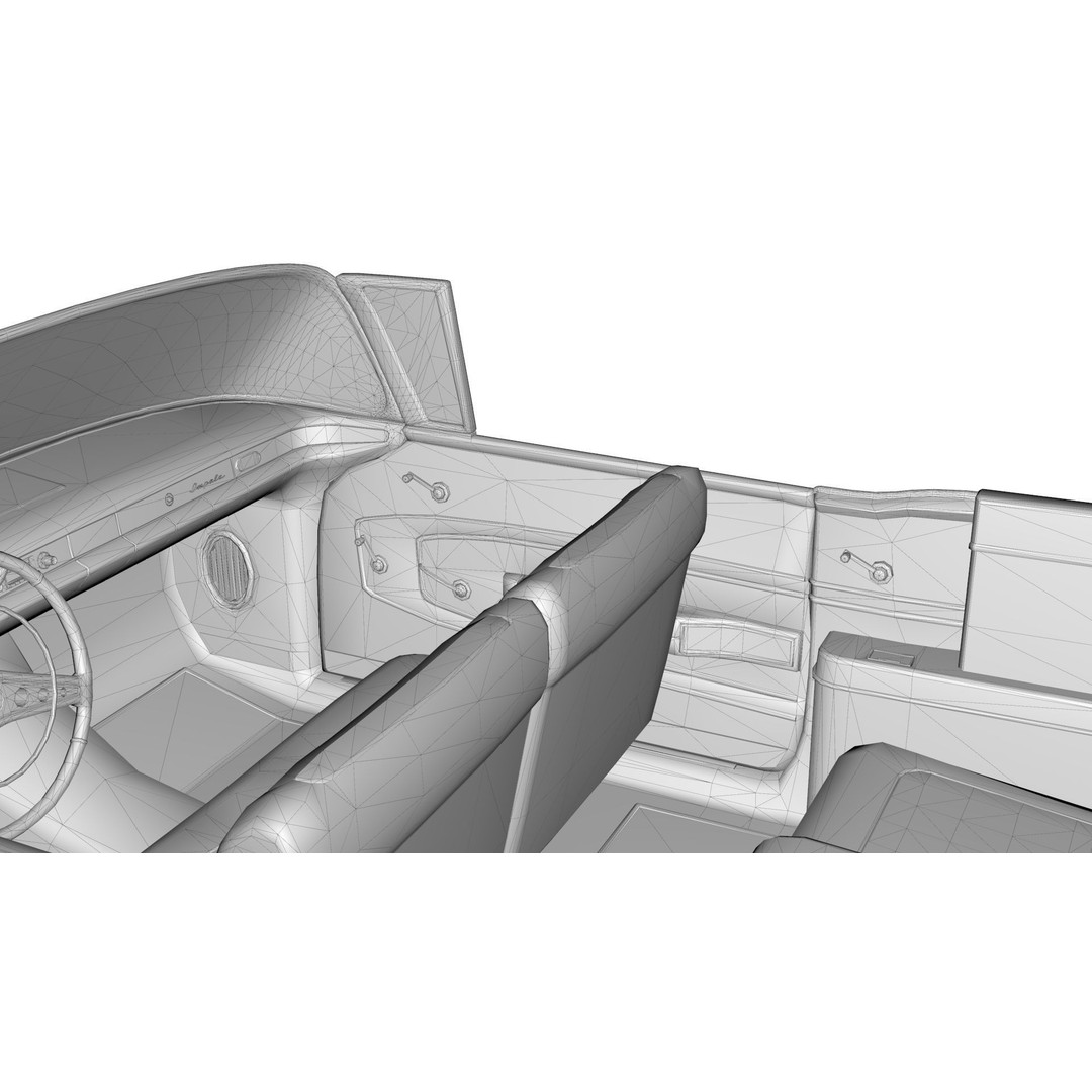 Chevrolet Impala Convertible 1958 3D Model – MidPoly Game Asset, Blender - View 27