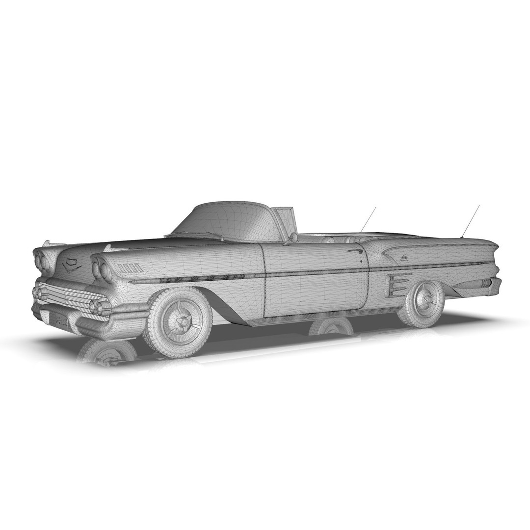 Chevrolet Impala Convertible 1958 3D Model – MidPoly Game Asset, Blender - View 29