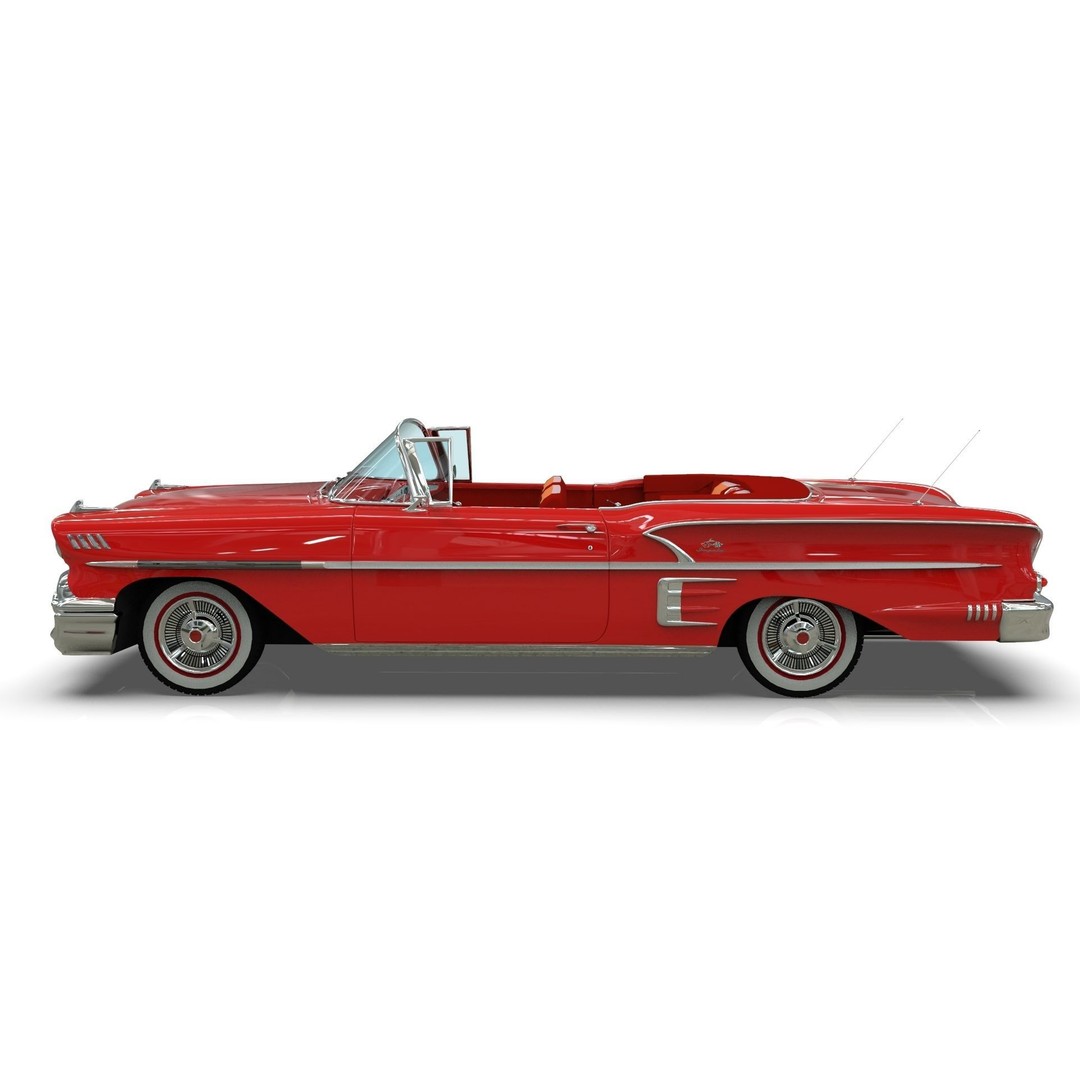 Chevrolet Impala Convertible 1958 3D Model – MidPoly Game Asset, Blender - View 3