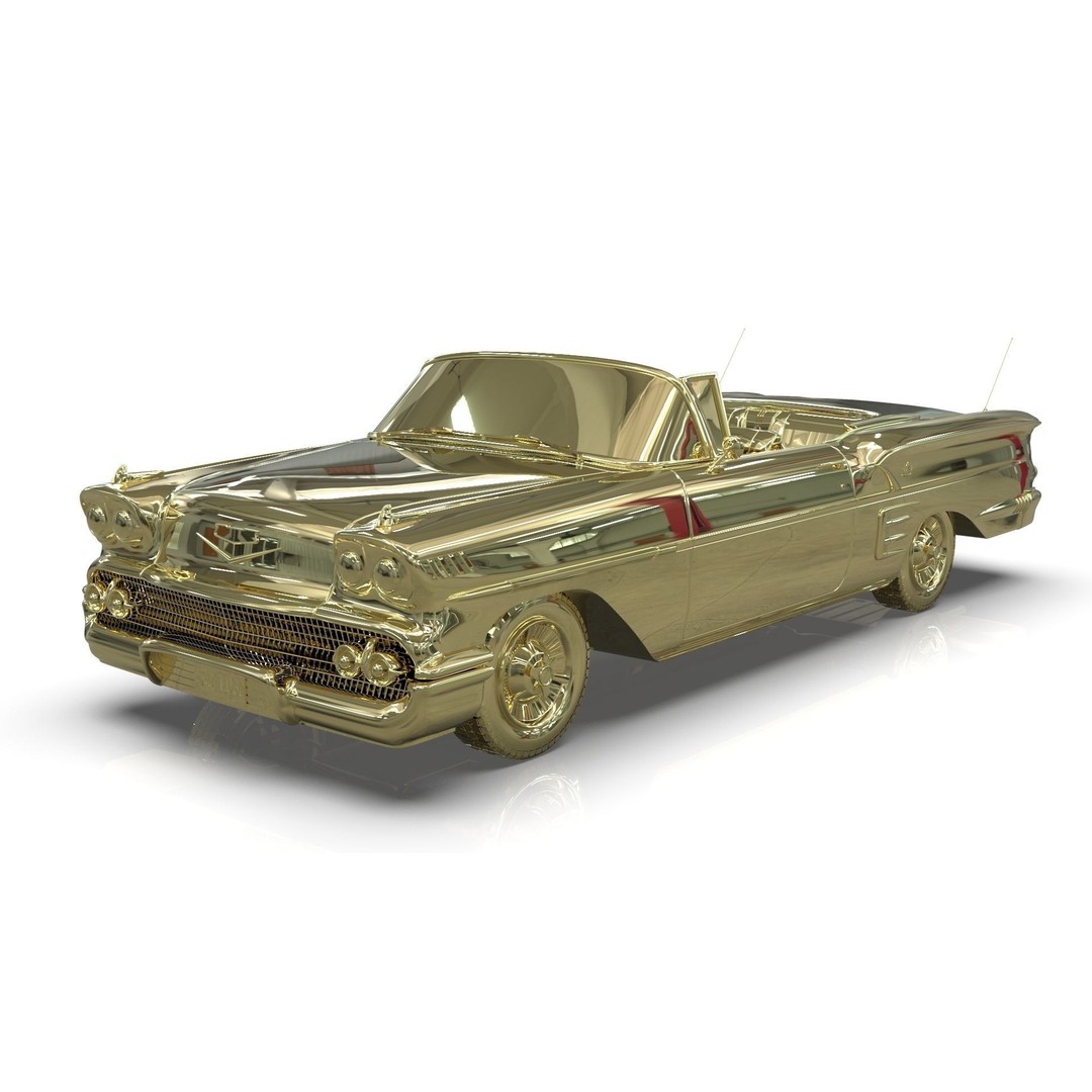Chevrolet Impala Convertible 1958 3D Model – MidPoly Game Asset, Blender - View 30