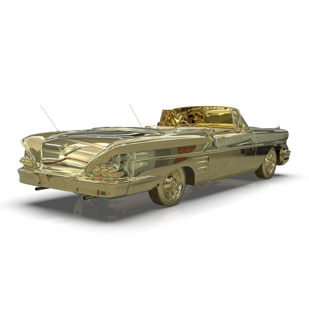 Chevrolet Impala Convertible 1958 3D Model – MidPoly Game Asset, Blender - View 31