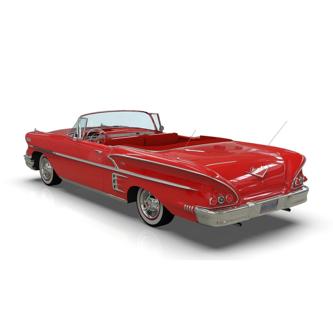 Chevrolet Impala Convertible 1958 3D Model – MidPoly Game Asset, Blender - View 4
