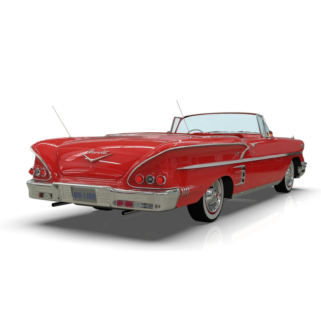 Chevrolet Impala Convertible 1958 3D Model – MidPoly Game Asset, Blender - View 5