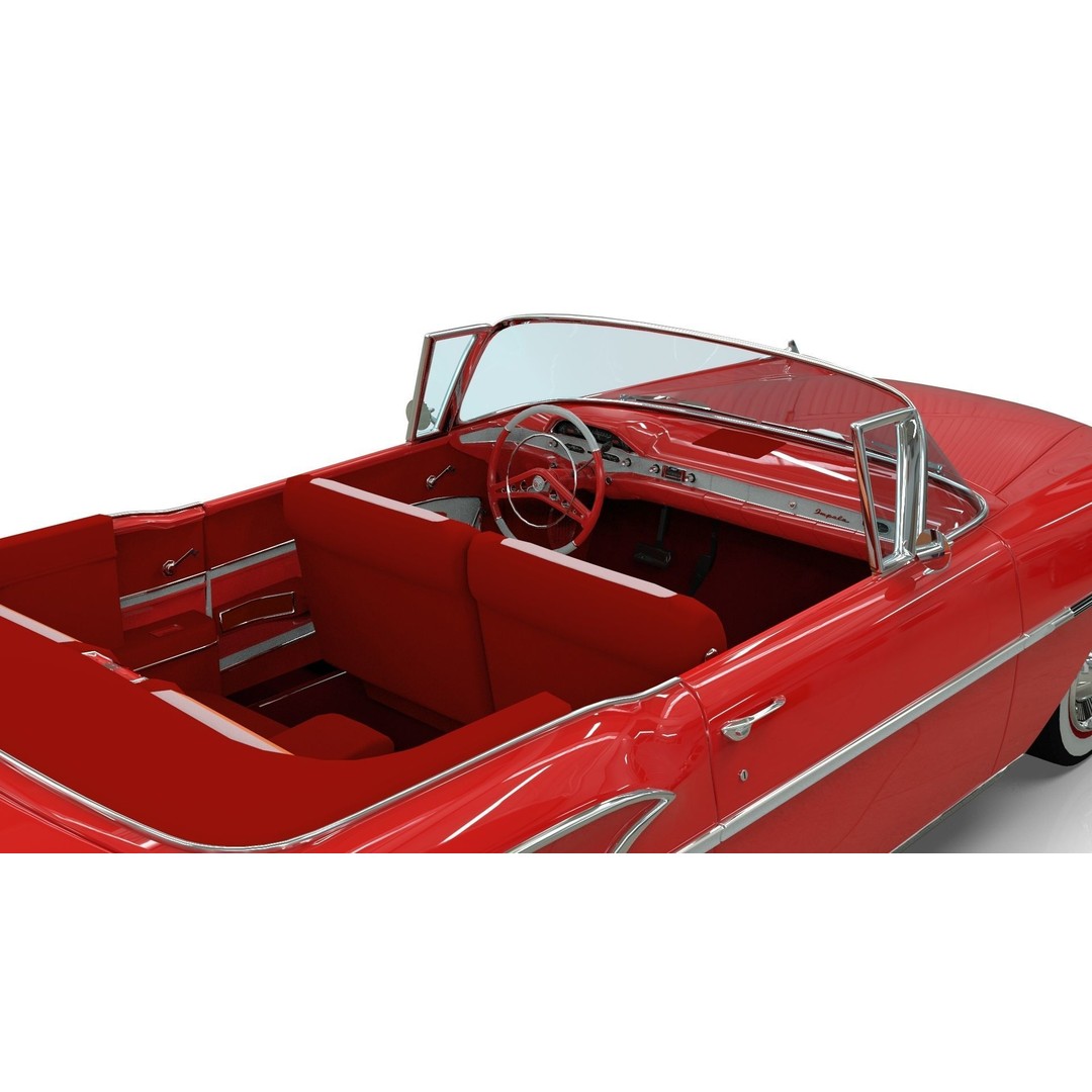 Chevrolet Impala Convertible 1958 3D Model – MidPoly Game Asset, Blender - View 6
