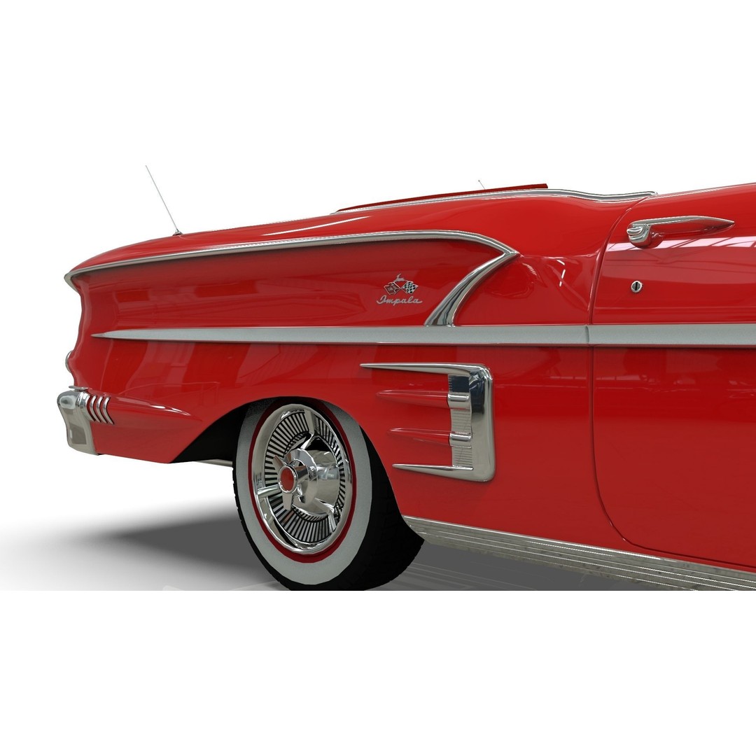 Chevrolet Impala Convertible 1958 3D Model – MidPoly Game Asset, Blender - View 7