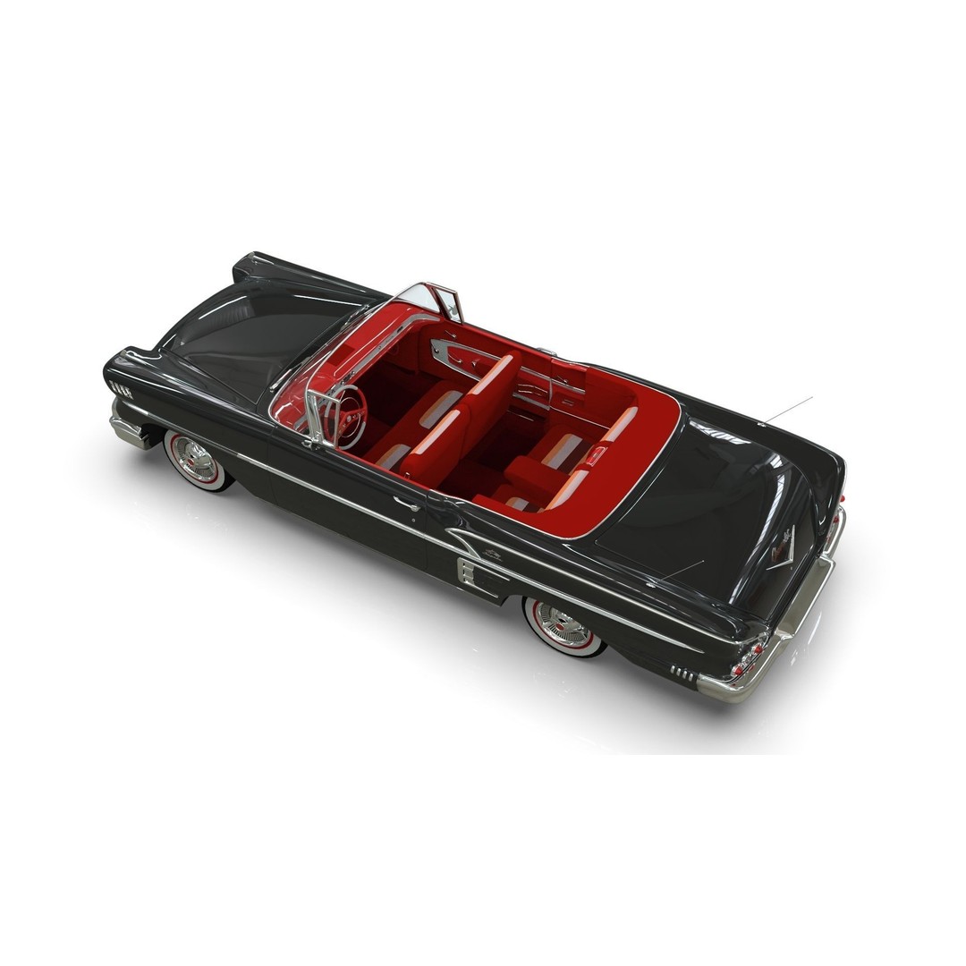Chevrolet Impala Convertible 1958 3D Model – MidPoly Game Asset, Blender - View 9