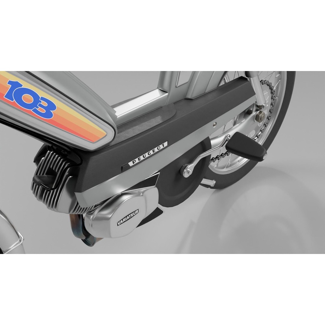 Peugeot 103 MVL 1990 3D Model – High-Quality Game-Ready Asset, FBX, OBJ - View 11