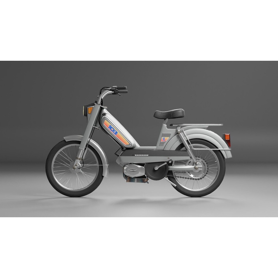 Peugeot 103 MVL 1990 3D Model – High-Quality Game-Ready Asset, FBX, OBJ - View 3