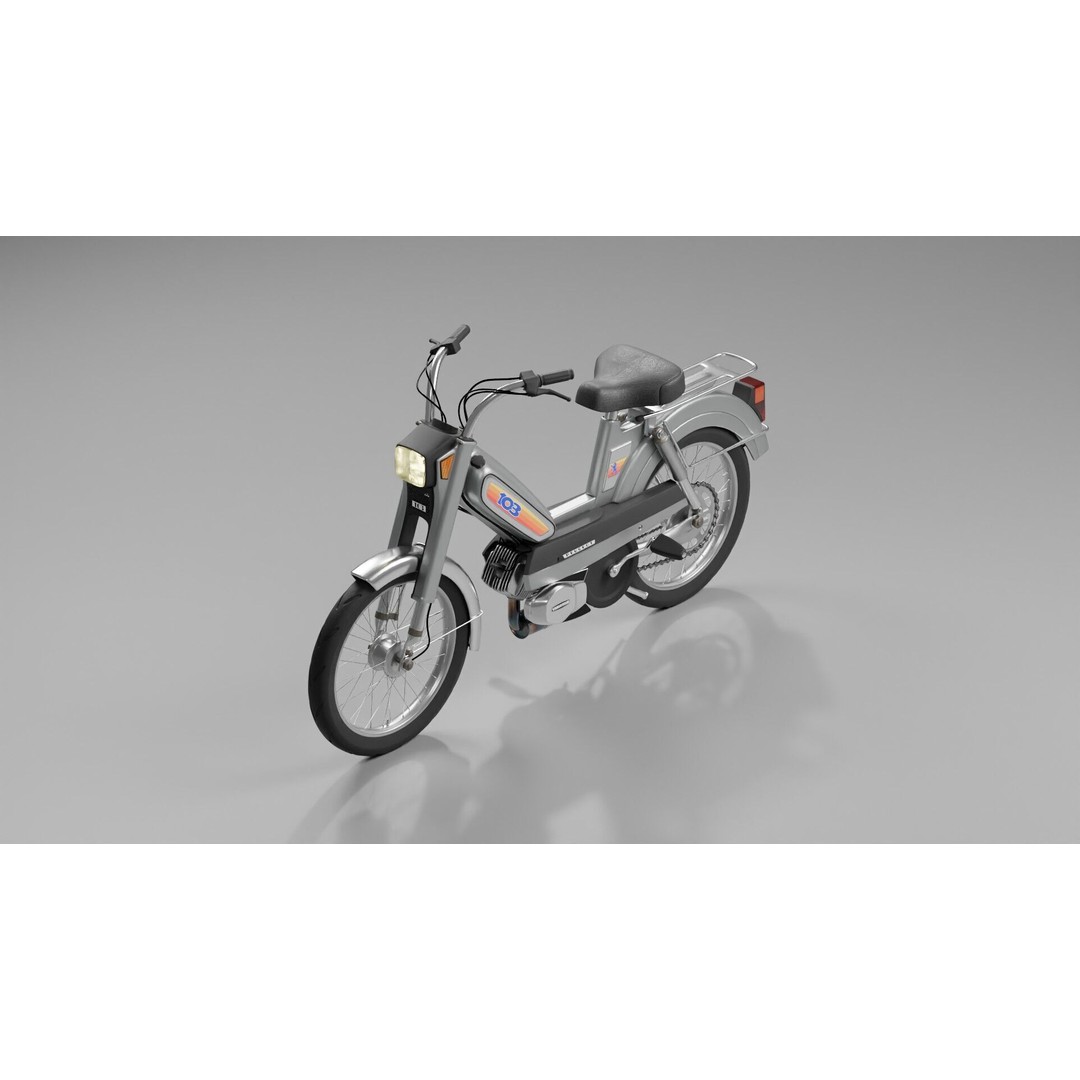 Peugeot 103 MVL 1990 3D Model – High-Quality Game-Ready Asset, FBX, OBJ - View 6
