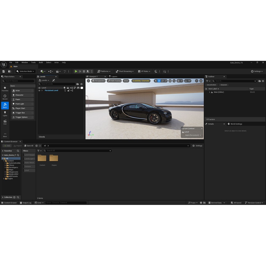 Bugatti Chiron 3D Model – Automotive Environment for Unreal Engine 5.5