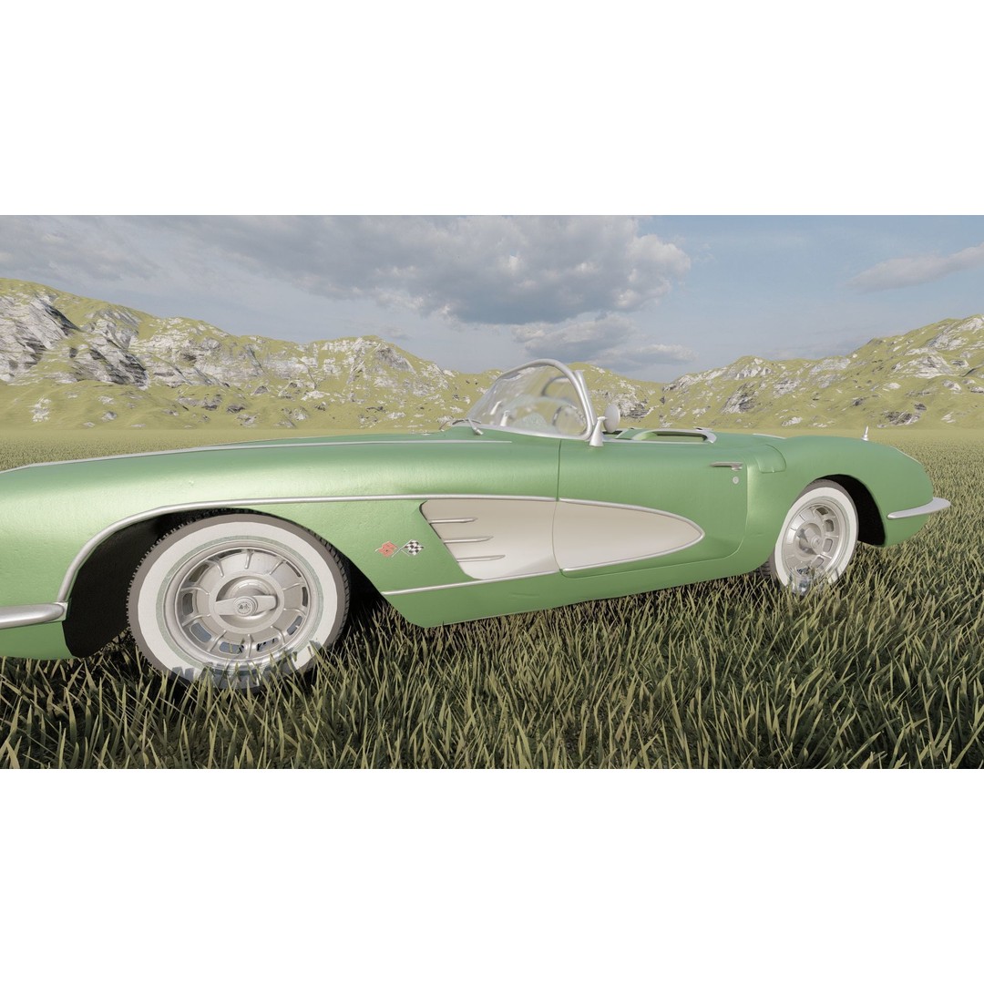 Chevrolet Corvette 1950s 3D Model – Classic Antique Car, Lumion Ready - View 10