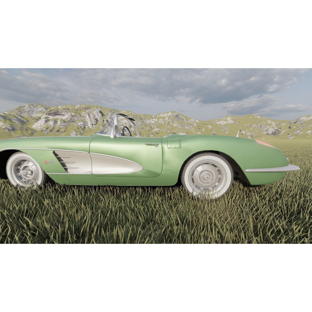 Chevrolet Corvette 1950s 3D Model – Classic Antique Car, Lumion Ready - View 11