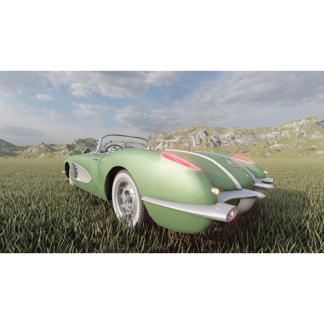Chevrolet Corvette 1950s 3D Model – Classic Antique Car, Lumion Ready - View 12