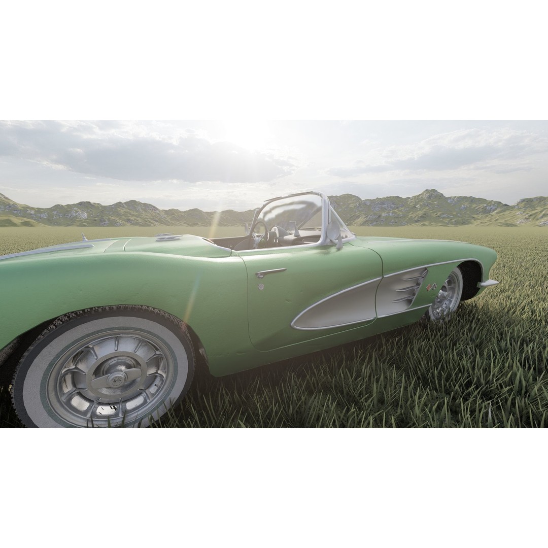 Chevrolet Corvette 1950s 3D Model – Classic Antique Car, Lumion Ready - View 16