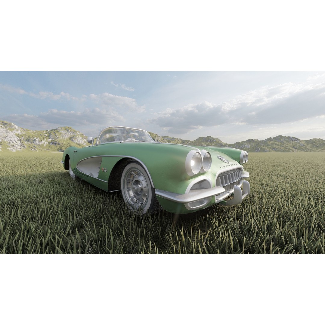 Chevrolet Corvette 1950s 3D Model – Classic Antique Car, Lumion Ready - View 17