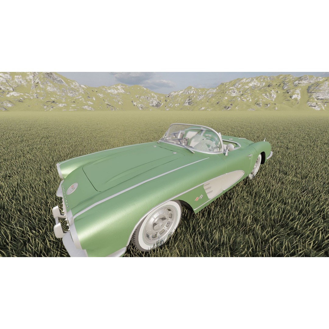 Chevrolet Corvette 1950s 3D Model – Classic Antique Car, Lumion Ready - View 19