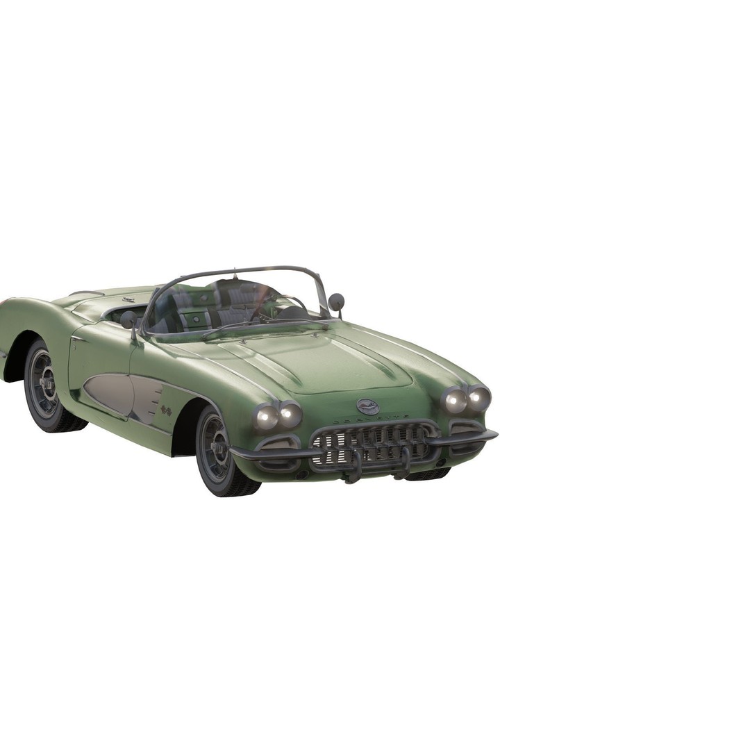 Chevrolet Corvette 1950s 3D Model – Classic Antique Car, Lumion Ready - View 4